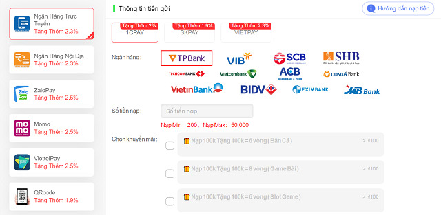 Gửi tiền bằng Ngân hàng trực tuyến