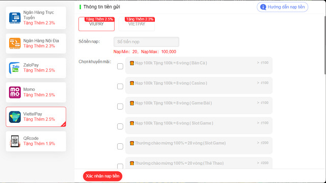 Gửi tiền bằng Viettelpay