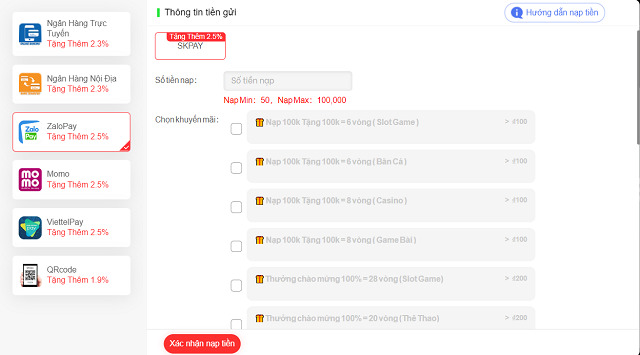 Gửi tiền bằng Zalopay