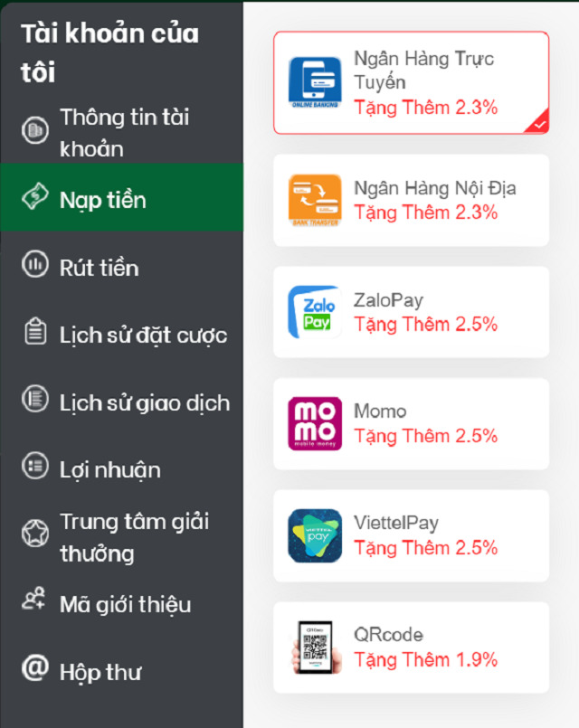 VIU88 hỗ trợ các cách gửi tiền nào tại nhà cái?